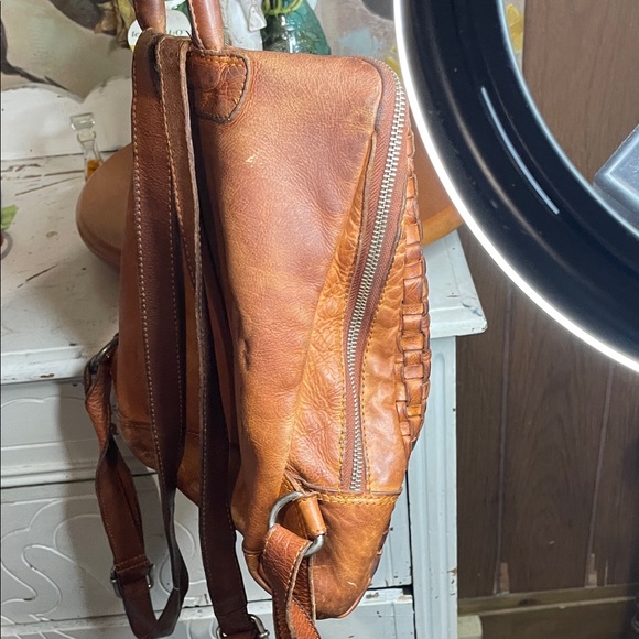 Elegant Woven Leather Backpack - Tan - Picture 11 of 13